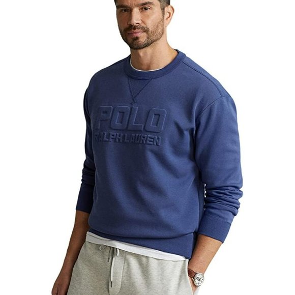NWT POLO RALPH LAUREN MEN'S CREW NECK FLEECE SWEATSHIRT NAVY BLUE $148 - Picture 1 of 6